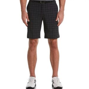 Fila Sport Golf Shorts Men's 38 Black/Gray Plaid Stretch Performance Flat Front